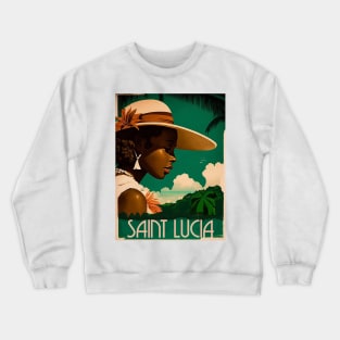 Saint Lucia Woman Vintage Travel Art Poster Crewneck Sweatshirt